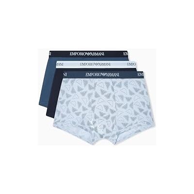 Emporio Armani Men's Pure Cotton 3-Pack Trunk Blue S Emporio Armani Men's Pure Cotton 3-Pack Trunk Blue S