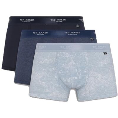 Ted Baker Mens Trunks, Cotton, 3-Pack, (TBB02), Navy/Dark Denim/Blue Alatri, S Ted Baker Mens Trunks, Cotton, 3-Pack, (TBB02), Navy/Dark Denim/Blue Alatri, S