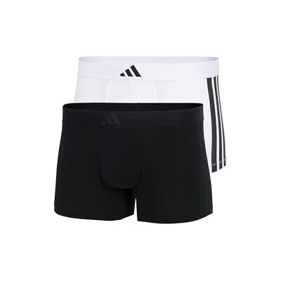 adidas Low Rise Trunk (2PK) Active Flex Cotton 3 Stripes Comfortable Underwear, 011 Black/White, S adidas Low Rise Trunk (2PK) Active Flex Cotton 3 Stripes Comfortable Underwear, 011 Black/White, S