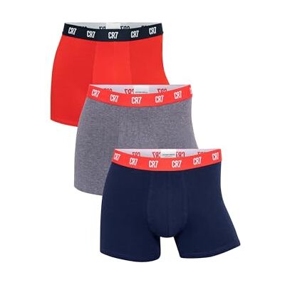 CR7 Cristiano Ronaldo Men's 3 Pack Basic Organic Trunks Boxer Briefs, Red, Navy, Grey, 2XL CR7 Cristiano Ronaldo Men's 3 Pack Basic Organic Trunks Boxer Briefs, Red, Navy, Grey, 2XL