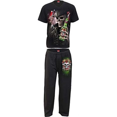 Spiral Triple 6-4Pc Mens Gothic Pyjama Set M Black Spiral Triple 6-4Pc Mens Gothic Pyjama Set M Black