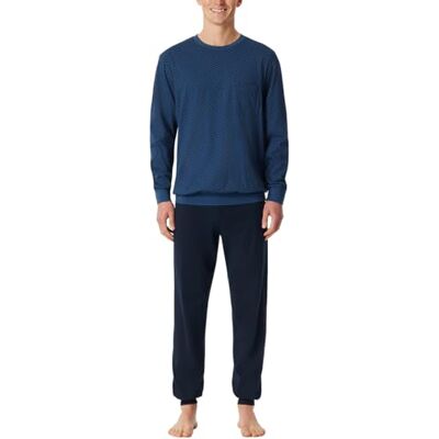 Schiesser Men's Herren Schlafanzug Lang mit Bündchen-Nightwear Set Pajama, Atlantic Blue_181156, 42 Schiesser Men's Herren Schlafanzug Lang mit Bündchen-Nightwear Set Pajama, Atlantic Blue_181156, 42
