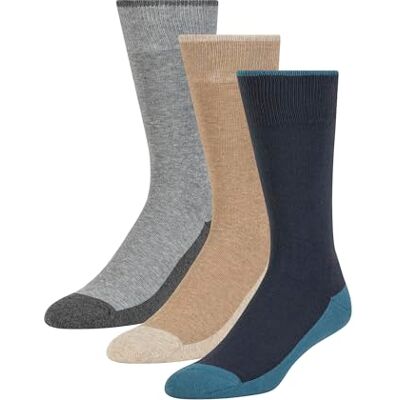 Ted Baker Men's 3 Pack Cushioned Crew Dress Socks, Navy/Brown Heather/Grey, One Size Ted Baker Men's 3 Pack Cushioned Crew Dress Socks, Navy/Brown Heather/Grey, One Size