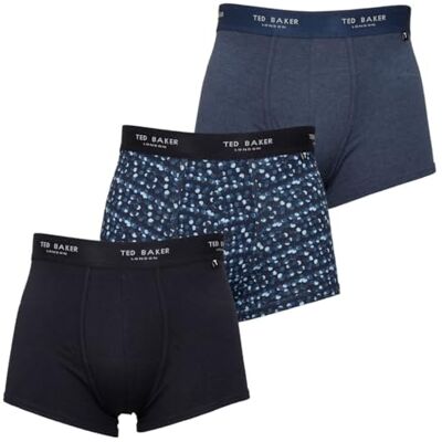 Ted Baker Mens Trunks, Cotton, 3-Pack, (TBB02), Navy/Blue Night/Deimos Spot Navy, S Ted Baker Mens Trunks, Cotton, 3-Pack, (TBB02), Navy/Blue Night/Deimos Spot Navy, S