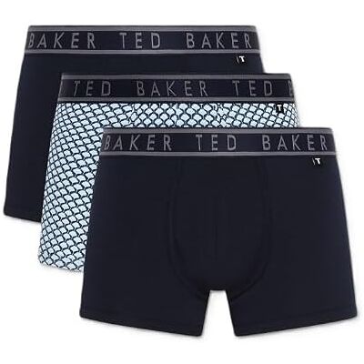 Ted Baker 3-Pack Cotton Trunk, Navy/Ounslo Palm/Geo Blue, S Ted Baker 3-Pack Cotton Trunk, Navy/Ounslo Palm/Geo Blue, S