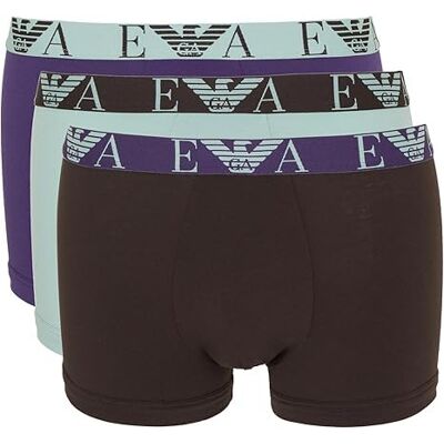 Emporio Armani Man's Shiny Logoband Pack 3-Pack Trunk Brown L Emporio Armani Man's Shiny Logoband Pack 3-Pack Trunk Brown L