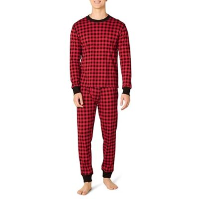 Amazon Essentials Men's Knit Pajama Set, Classic Buffalo Check, Small Amazon Essentials Men's Knit Pajama Set, Classic Buffalo Check, Small