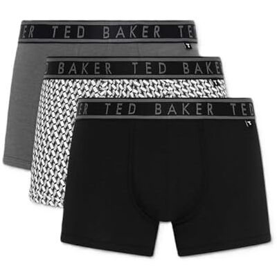 Ted Baker 3-Pack Cotton Trunk, Grey Sangs/Geo Twist/Grey, S Ted Baker 3-Pack Cotton Trunk, Grey Sangs/Geo Twist/Grey, S