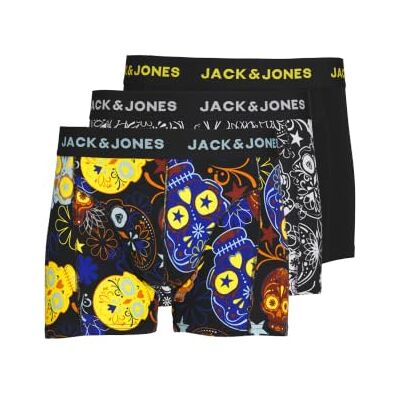 JACK & JONES Herren Jacjames Trunks 3 Pack Noos Boxershorts, Black/Detail:black Blazing Yellow, S EU JACK & JONES Herren Jacjames Trunks 3 Pack Noos Boxershorts, Black/Detail:black Blazing Yellow, S EU