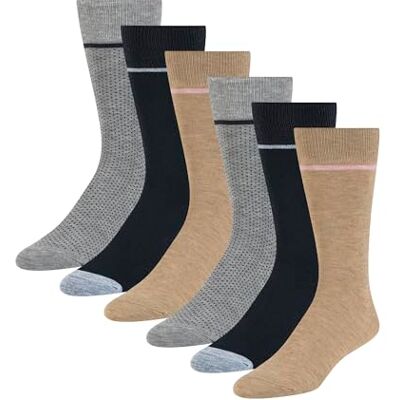 Ted Baker Men's 6 Pack Solid Crew Dress Socks, Cream/Blue, OS, Brown Heather/Navy/Grey Heather, One Size Ted Baker Men's 6 Pack Solid Crew Dress Socks, Cream/Blue, OS, Brown Heather/Navy/Grey Heather, One Size