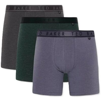 Ted Baker 3-Pack Cotton Fashion Boxer Brief,Grey Pinstripe/Scarab/Folkstone Grey,M Ted Baker 3-Pack Cotton Fashion Boxer Brief,Grey Pinstripe/Scarab/Folkstone Grey,M