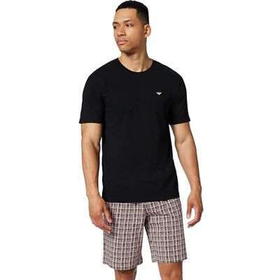Emporio Armani Men's PATTERN T-SHIRT+SHORTS PYJAMA Black M Emporio Armani Men's PATTERN T-SHIRT+SHORTS PYJAMA Black M