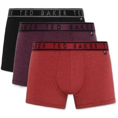 Ted Baker 3-Pack Cotton Trunk, Black/Wine Tasting/Red Dhalia, S Ted Baker 3-Pack Cotton Trunk, Black/Wine Tasting/Red Dhalia, S