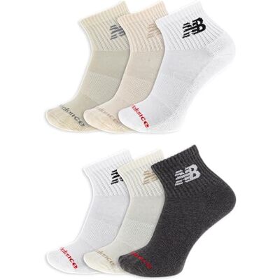 New Balance Everyday Crew Socks-6 Pairs-Cushioned Durable Reinforcement, Ankle-White Assorted, Medium New Balance Everyday Crew Socks-6 Pairs-Cushioned Durable Reinforcement, Ankle-White Assorted, Medium