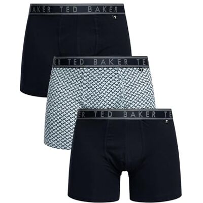 Ted Baker Mens 3-pack Cotton Boxer Briefs, Navy Ounslo/Palm Geo/Navy, XL UK Ted Baker Mens 3-pack Cotton Boxer Briefs, Navy Ounslo/Palm Geo/Navy, XL UK