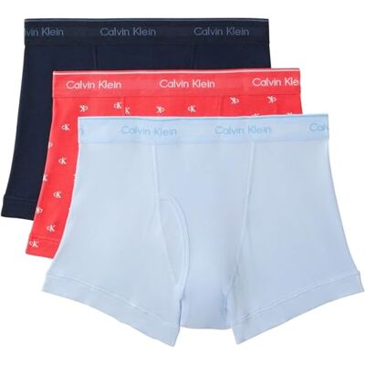 Calvin Klein Men’s 3 Pack Trunks with Logo Waistband, Multicolor (Shoreline/Diamond Logo Punch Pink/B), L Calvin Klein Men’s 3 Pack Trunks with Logo Waistband, Multicolor (Shoreline/Diamond Logo Punch Pink/B), L