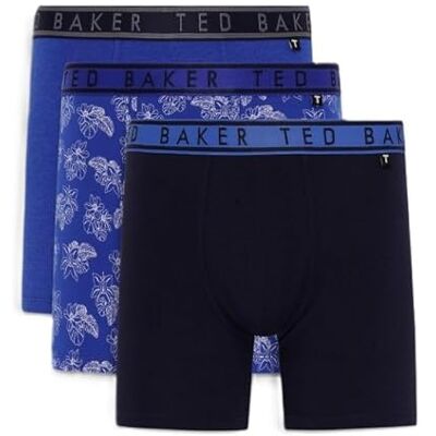 Ted Baker 3-Pack Cotton Boxer Brief Size S Mazarnie Blue/Blue Lotus/Navy Ted Baker 3-Pack Cotton Boxer Brief Size S Mazarnie Blue/Blue Lotus/Navy