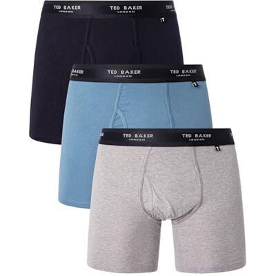 Ted Baker Mens Boxers Brief, Cotton, 3-Pack, (TBB01), Black/White/Grey, M Ted Baker Mens Boxers Brief, Cotton, 3-Pack, (TBB01), Black/White/Grey, M