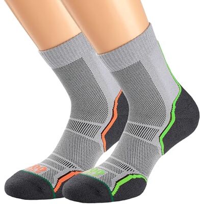 1000 Mile Men's Mile Trail Socks Twin Pack, grey/orange, One Size UK 1000 Mile Men's Mile Trail Socks Twin Pack, grey/orange, One Size UK