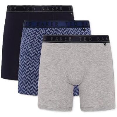Ted Baker 3-Pack Cotton Fashion Boxer Brief,Navy/Rovelli Blue/Heather Grey,M Ted Baker 3-Pack Cotton Fashion Boxer Brief,Navy/Rovelli Blue/Heather Grey,M