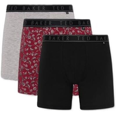 Ted Baker 3-Pack Cotton Fashion Boxer Brief,Heather Grey/Kinsel Red/Black,M Ted Baker 3-Pack Cotton Fashion Boxer Brief,Heather Grey/Kinsel Red/Black,M