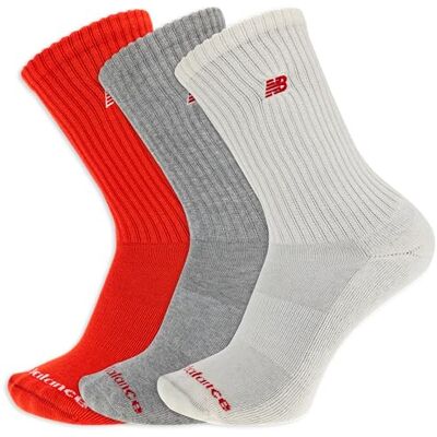 New Balance Organic Cotton Crew Socks-3 Pairs-Arch Support, Red Assorted Patch Logo, Large New Balance Organic Cotton Crew Socks-3 Pairs-Arch Support, Red Assorted Patch Logo, Large