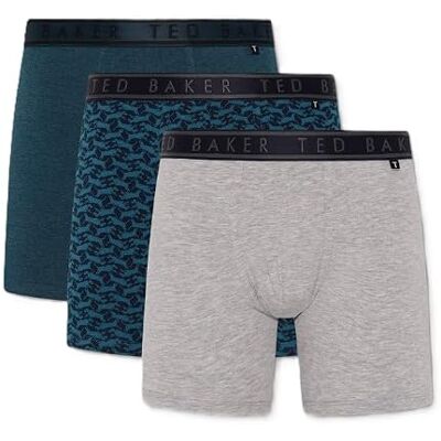 Ted Baker 3-Pack Cotton Fashion Boxer Brief,Heather Grey/Bowwow/Reflecting Pool,M Ted Baker 3-Pack Cotton Fashion Boxer Brief,Heather Grey/Bowwow/Reflecting Pool,M