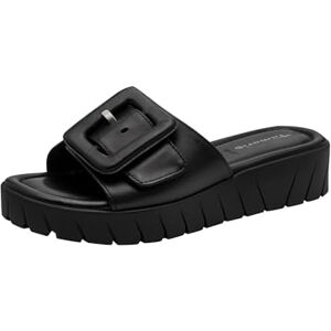Tamaris Women's leather mules with wedge heel black 5 UK Tamaris Women's leather mules with wedge heel black 5 UK