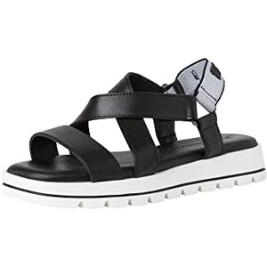 Tamaris Damen 1-1-28281-38, Wedge Sandal, BLK LEA./WHITE, Tamaris Damen 1-1-28281-38, Wedge Sandal, BLK LEA./WHITE,