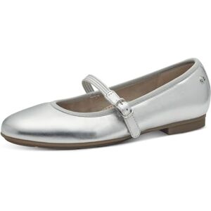 Tamaris Comfort Women’s Leather Ballerinas with Velcro, Silver, 6 UK Tamaris Comfort Women’s Leather Ballerinas with Velcro, Silver, 6 UK