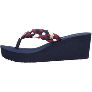 Tommy Hilfiger Women's Th Wedge Braided Summer Sandal FW0FW09198 Flip Flops, BLUE (Rwb), 7.5 Tommy Hilfiger Women's Th Wedge Braided Summer Sandal FW0FW09198 Flip Flops, BLUE (Rwb), 7.5