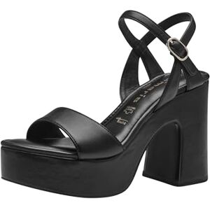 Tamaris Damen 1-28062-42, Heeled Sandal, BLACK MATT, Tamaris Damen 1-28062-42, Heeled Sandal, BLACK MATT,