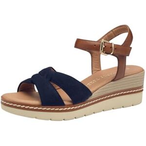 MARCO TOZZI Women's Summer Leather Wedge Sandals, Navy Comb, 6 UK MARCO TOZZI Women's Summer Leather Wedge Sandals, Navy Comb, 6 UK