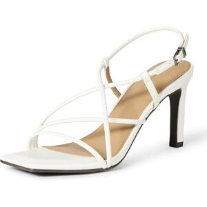 Amazon Essentials Women's Strappy Stiletto Heel Sandals, White Faux Leather, 9.5 Amazon Essentials Women's Strappy Stiletto Heel Sandals, White Faux Leather, 9.5