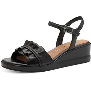 MARCO TOZZI Women's Elegant Leather Wedge Sandals, Black, 6 UK MARCO TOZZI Women's Elegant Leather Wedge Sandals, Black, 6 UK