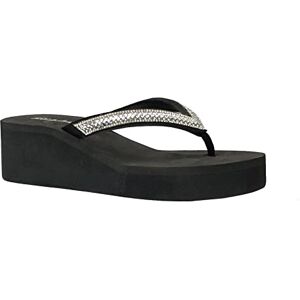 REDVOLUTION New Women's Rhinestone Sandals Platform T-Strap Jewel Sandals High Wedge Flip Flops black Size: 5 REDVOLUTION New Women's Rhinestone Sandals Platform T-Strap Jewel Sandals High Wedge Flip Flops black Size: 5