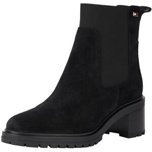 Tommy Hilfiger Women’s Flag Mid Heel Suede Chelsea Boots, Black (Black), 3,5 Tommy Hilfiger Women’s Flag Mid Heel Suede Chelsea Boots, Black (Black), 3,5