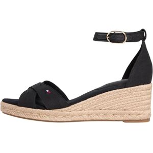Tommy Hilfiger Women's Mid Wedge Espad X Cross FW0FW09332 Wedge Espadrilles, BLACK (Black), 5 Tommy Hilfiger Women's Mid Wedge Espad X Cross FW0FW09332 Wedge Espadrilles, BLACK (Black), 5