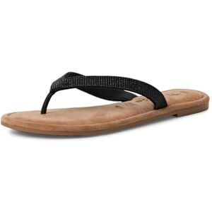 Tamaris Women's toe-post mule flat leather black 6.5 UK Tamaris Women's toe-post mule flat leather black 6.5 UK