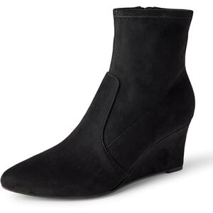 Amazon Essentials Women's Wedge Zip Ankle Boots, Black Faux Suede, 2 UK Amazon Essentials Women's Wedge Zip Ankle Boots, Black Faux Suede, 2 UK