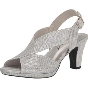 Easy Street Women's Christy Heeled Sandal, Silver Glitter, 7 UK Easy Street Women's Christy Heeled Sandal, Silver Glitter, 7 UK