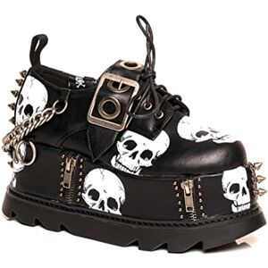 LAMODA Maniac Black PU Skull Chunky Platform Wedge Shoes Gothic Punk Alternative Y2K Footwear with Oversized Sole, Bold Festival Statement Creeper Style UK6 LAMODA Maniac Black PU Skull Chunky Platform Wedge Shoes Gothic Punk Alternative Y2K Footwear with Oversized Sole, Bold Festival Statement Creeper Style UK6