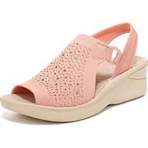 LifeStride BZees Women's Star Bright Wedge Sandal, Peach Rhinestone Knit, 7 UK LifeStride BZees Women's Star Bright Wedge Sandal, Peach Rhinestone Knit, 7 UK