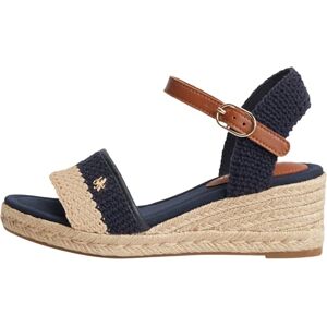 Tommy Hilfiger Women Th Mid Espad Wedge Crochet FW0FW09516 Heeled Sandals, BLUE, 7 Tommy Hilfiger Women Th Mid Espad Wedge Crochet FW0FW09516 Heeled Sandals, BLUE, 7