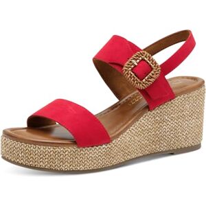 MARCO TOZZI Women's Wedge Sandals Summer, red, 4 UK MARCO TOZZI Women's Wedge Sandals Summer, red, 4 UK