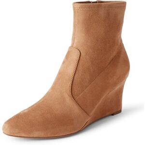 Amazon Essentials Women's Wedge Zip Ankle Boots, Tan Faux Suede, 2 UK Amazon Essentials Women's Wedge Zip Ankle Boots, Tan Faux Suede, 2 UK