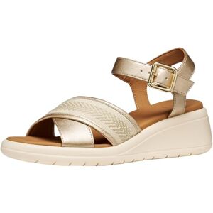 Geox Women's D MELICONIA G Wedge Sandal, LT Gold/Papyrus, 38 EU Geox Women's D MELICONIA G Wedge Sandal, LT Gold/Papyrus, 38 EU