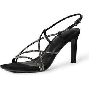 Amazon Essentials Women's Strappy Stiletto Heel Sandals, Black Crystals, 7 Amazon Essentials Women's Strappy Stiletto Heel Sandals, Black Crystals, 7