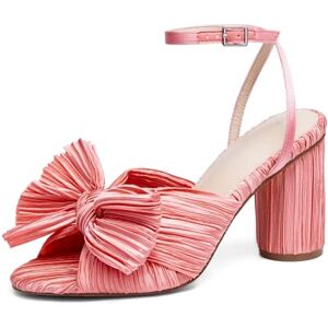 VETASTE Women's Bow Knot Heeled Sandals Bridal Wedding Open Toe Ankle Strap Chunky Heels, Pink, 7 UK VETASTE Women's Bow Knot Heeled Sandals Bridal Wedding Open Toe Ankle Strap Chunky Heels, Pink, 7 UK
