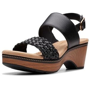 Clarks Women's Seannah Step Wedge Sandal, Black Leather, 5.5 UK Clarks Women's Seannah Step Wedge Sandal, Black Leather, 5.5 UK